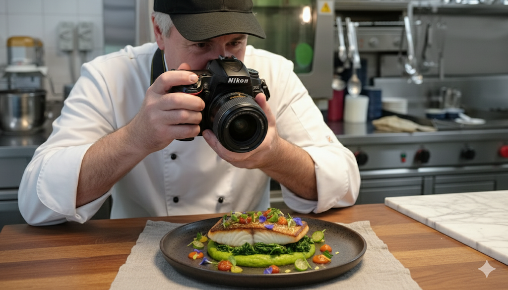 chef Brendan @RecipesLive taking food photography